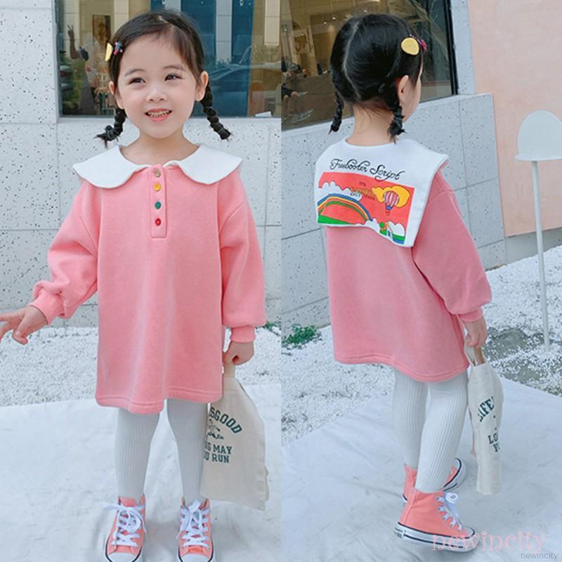 Đầm sweater tay dài vải nhung cổ búp bê dành cho bé