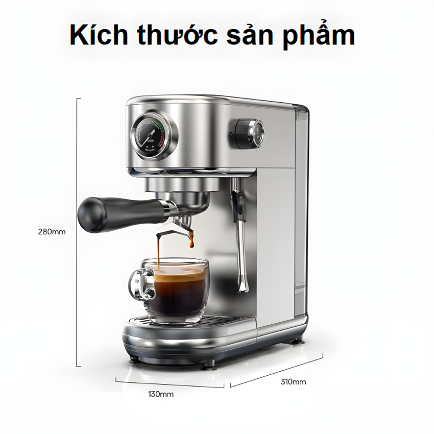 Máy pha cà phê bán tự động Espresso, Cappuccino, Latte thương hiệu HiBREW H10B cao cấp - Hàng Chính Hãng