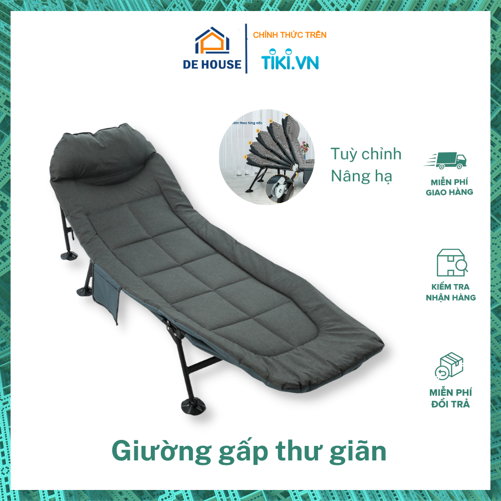 Giường Gấp Ngủ Trưa Văn Phòng Nâng Hạ Nhiều Cấp Độ, Ghế GấpThư Giãn Đọc Sách Mở Ra Thành Giường 23102