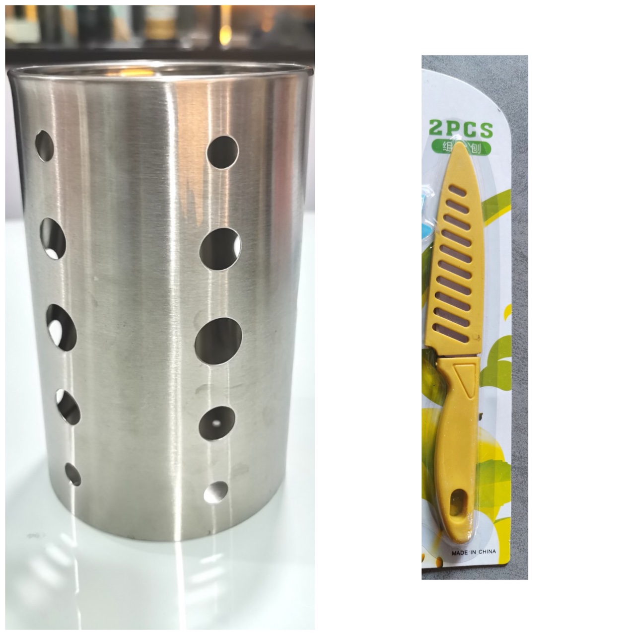 Ống để đũa muỗng inox tặng 1 dao gọt trái cây
