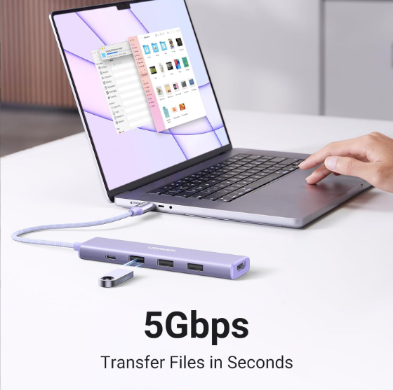 Cáp chuyển USB-C sang HDMI + PD 100W + 3 x USB 3.0 Ugreen 35582 - Hàng chính hãng