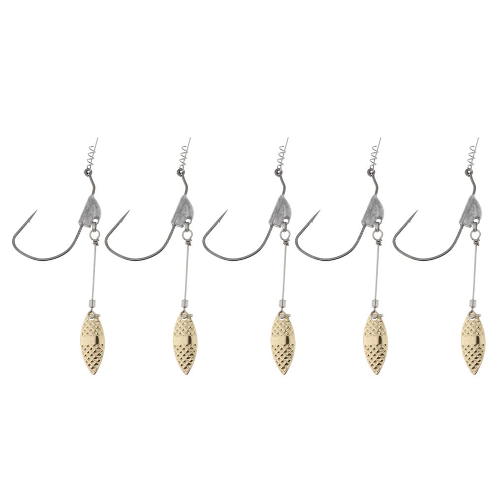 5pcs Weighted Fishing Hooks with Lead Spoon Spring For Swimbaits