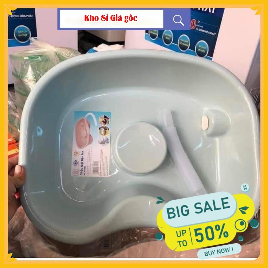 CHẬU GỘI ĐẦU tiện ích tại giường,tại nhà dùng cho NGƯỜI GIÀ, TRẺ NHỎ, BÀ BẦU chất liệu nhựa cao cấp