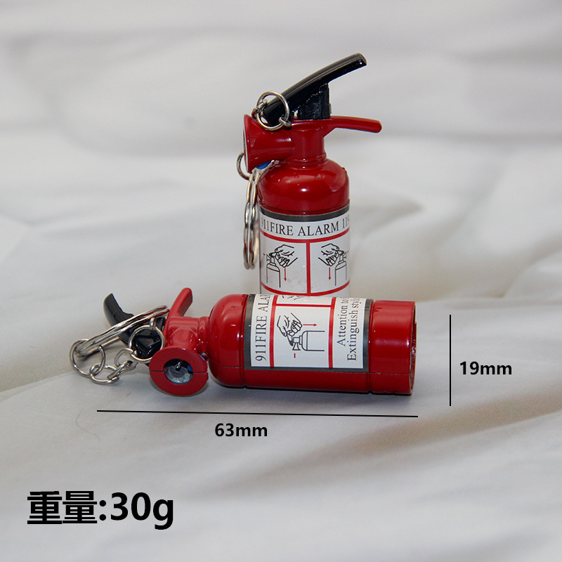 Hột quẹt bật lửa móc khóa hình bình chữa cháy mini kim loại - xài gas