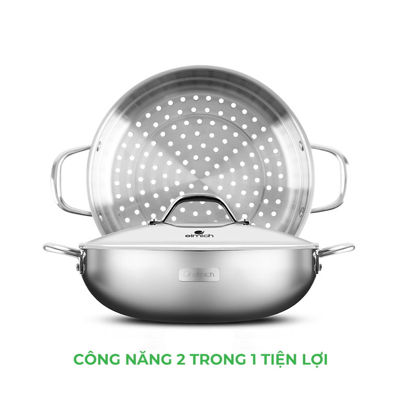 Chảo hấp đa năng inox liền khối Elmich Trimax CZ EL-3832 size 28cm