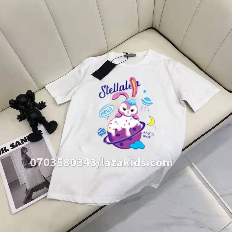 Áo thun cộc tay 2023 cho bé gái chất cotton, áo phông trẻ em unisex form rộng thấm hút mồ hôi chất xịn LAZAKIDS