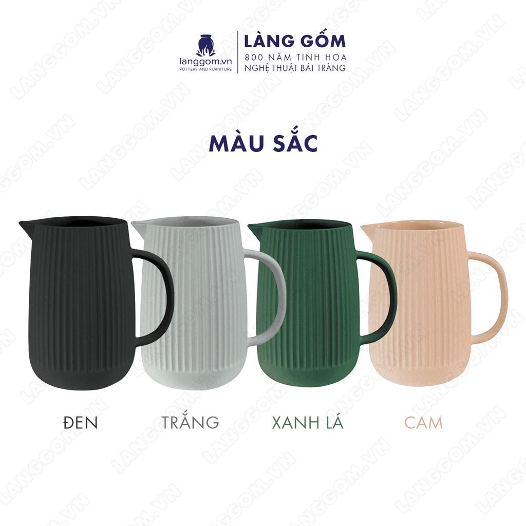 Bình hoa, lọ hoa Gốm sứ Bát Tràng cao cấp Men mát dáng bình sữa gân làm quà tặng, trang trí - Làng Gốm Bát Tràng