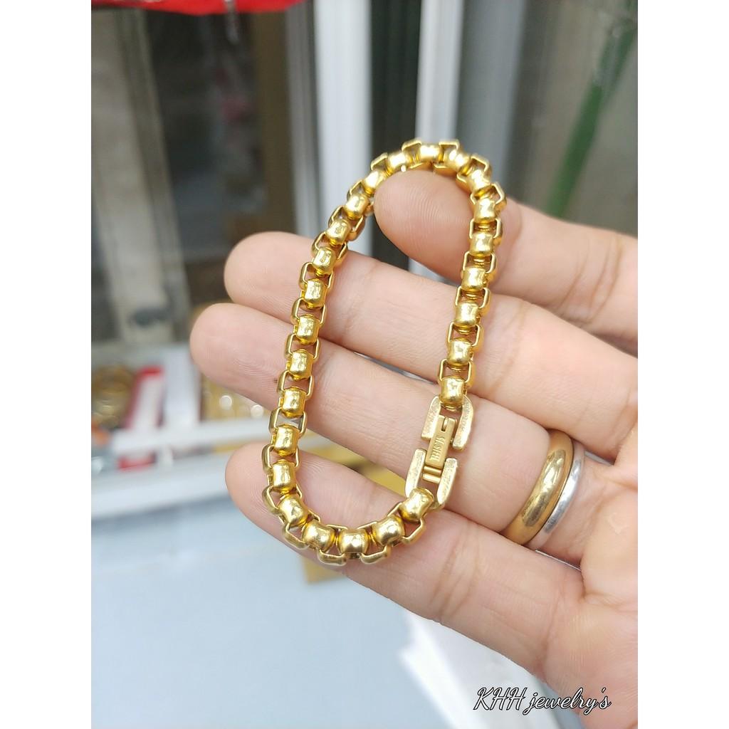 Lắc Tay Ống Vuông Bản 5MM Cao Cấp -Dùng tắm rửa thoải mái không đen rỉ- Bản khóa bấm