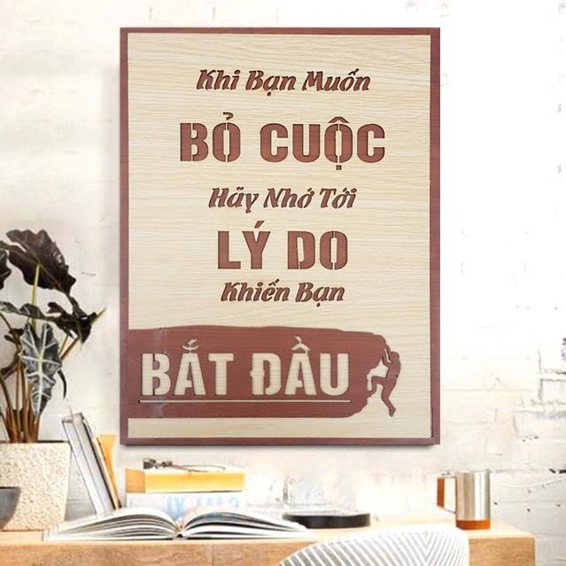 Tranh treo tường, trang tạo động lực, tranh trang trí, tranh gỗ câu slogan LP0401
