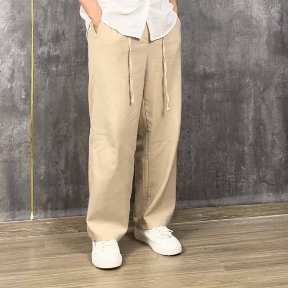 Quần ống suông nam nữ form rộng Nesa Shop, chất liệu Đũi linen, vài mát, dày dặn, quần dài nam nữ, phong cách đơn giản