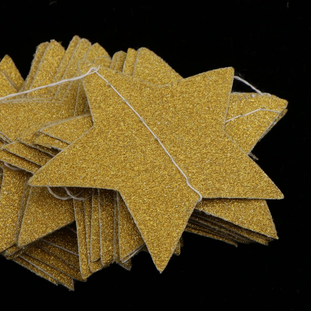 Golden Glitter Star Bunting Banner Garland Party Outdoor Decor