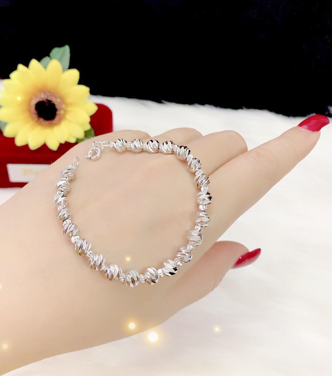 Lắc tay bi nữ mạ bạch kim cao cấp EK664
