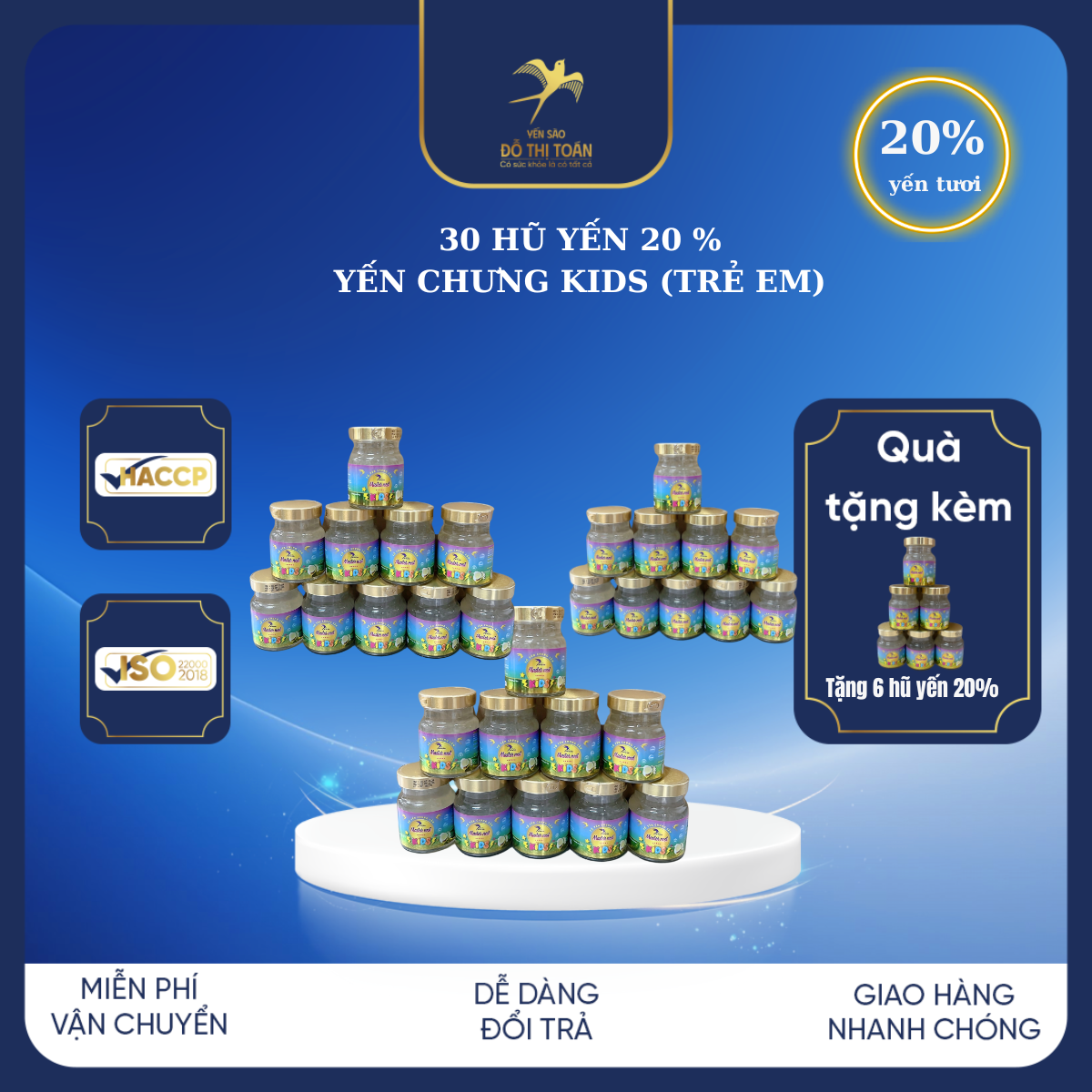[DTT] 30 hũ 20% ( Kèm 6 hũ ) Yến Chưng Chọn Vị  - Yến sào Đỗ Thị Toán
