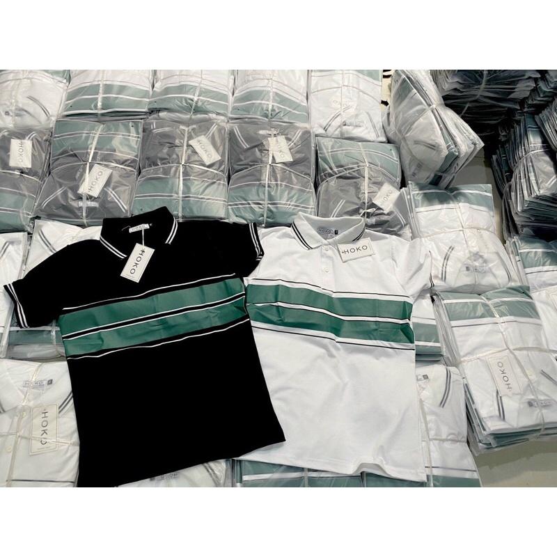 Áo Polo nam kẻ xanh 3D ngang ngực vải Cotton cá sấu cao cấp xuất xịn dệt bo dày dặn chuẩn form áo thun cổ bẻ tay ngắn