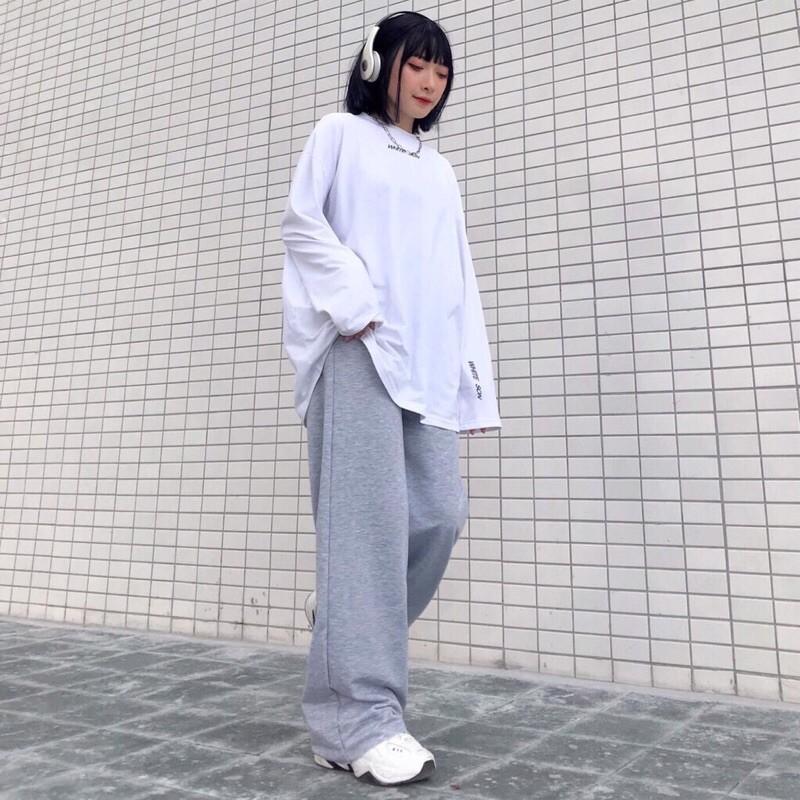Quần Jogger Nỉ Ống Rộng ULzzang Nữ Culottes Suông Nữ