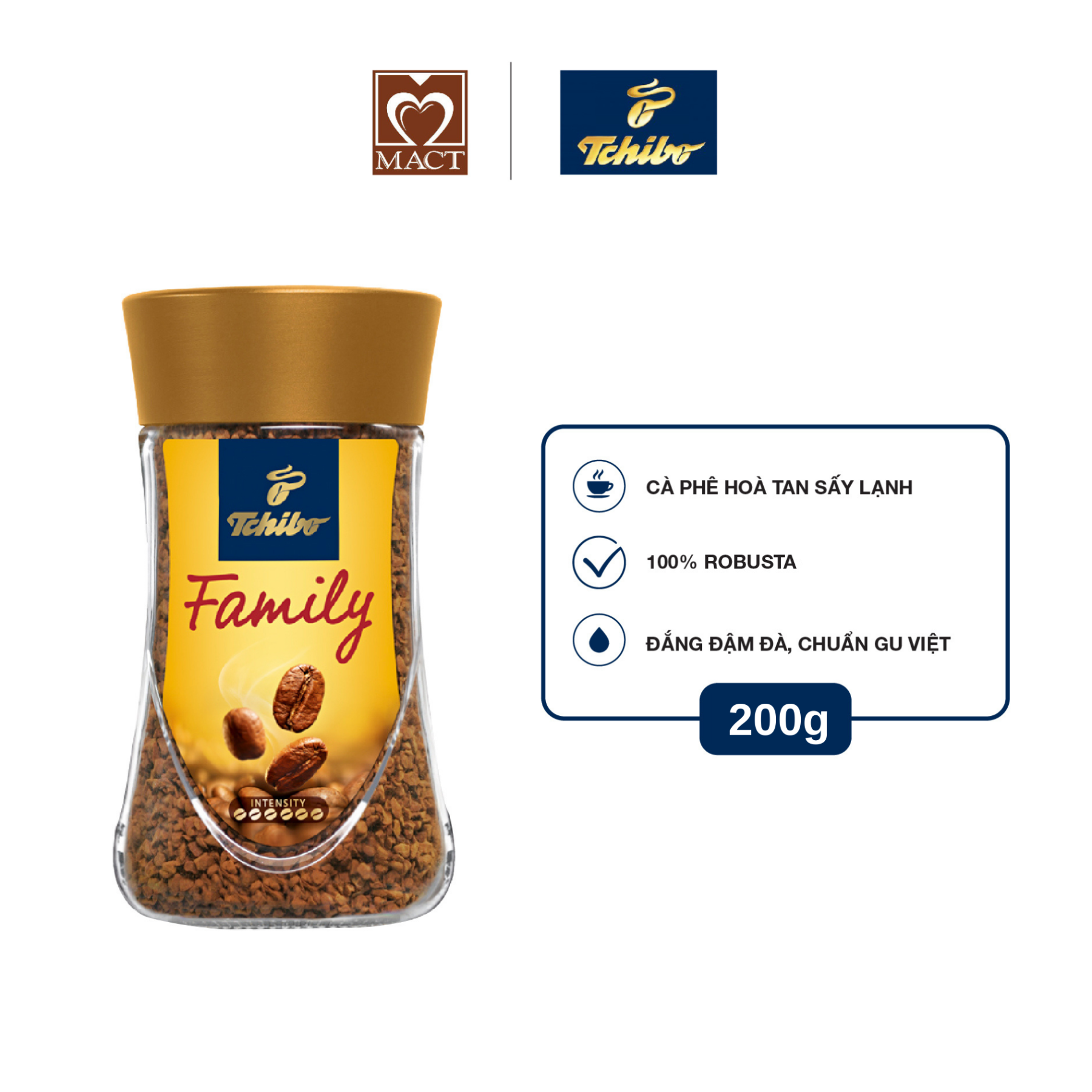 Hình ảnh Cà phê hòa tan TCHIBO FAMILY - 100% Robusta - Vị đắng đậm đà - lọ 200g