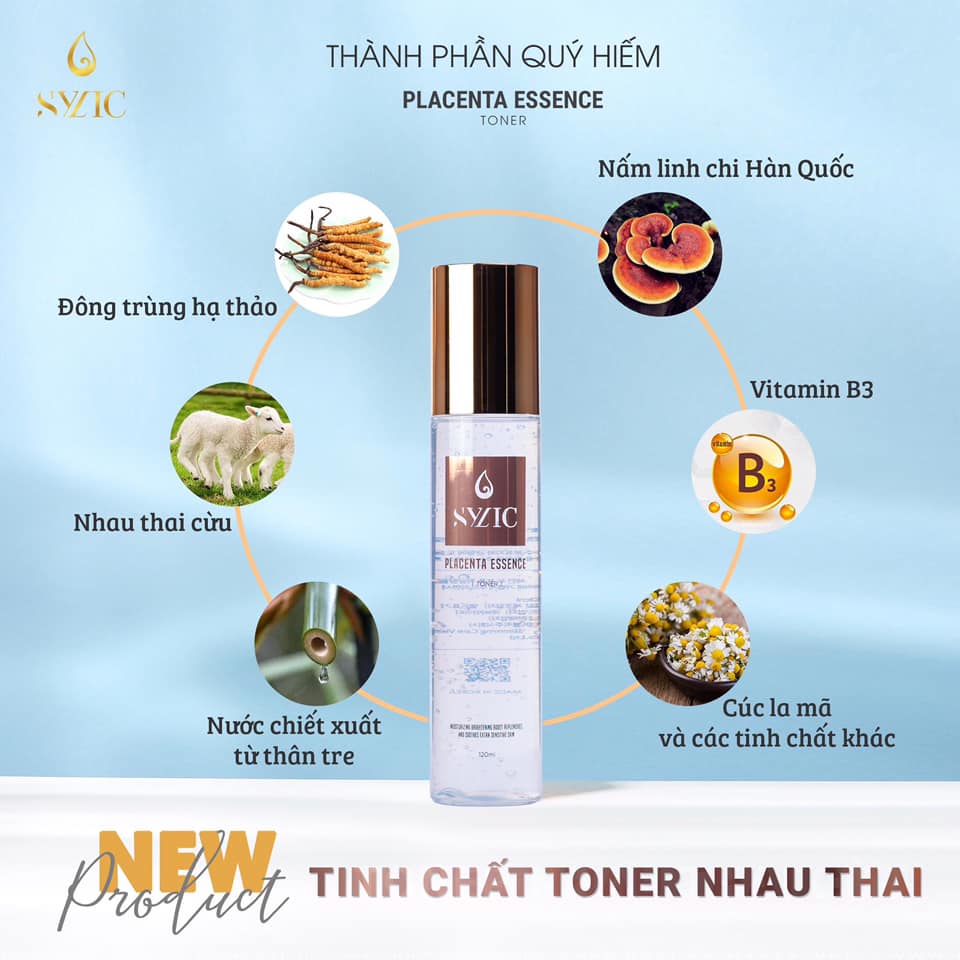 Toner Sylic Placenta Essence tinh chất nhau thai siêu căng bóng da