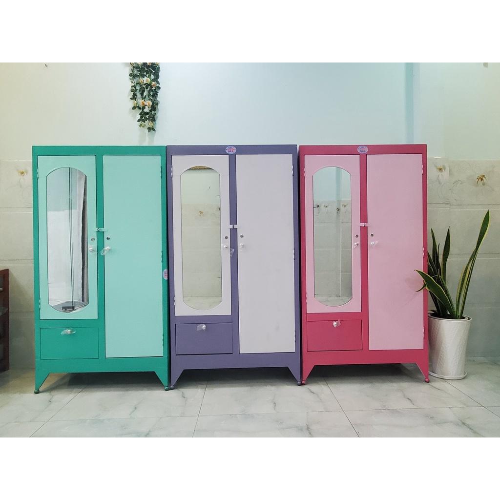 Tủ sắt quần áo cao 1m6 ngang 90cm hồng - TSDT13
