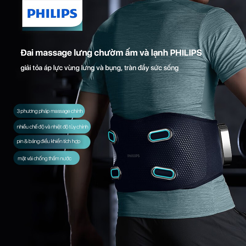 Đai Massage Lưng Eo Philips PPM4721 3 Chế Độ Massage giúp khỏi bị đau lưng - Hàng chính hãng