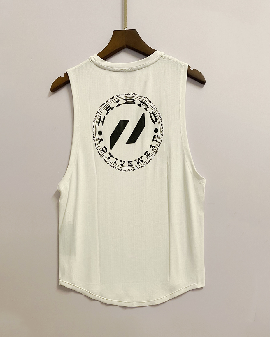 Áo ba lỗ thể thao Droparm muscle Tanktop trắng_ zaibro