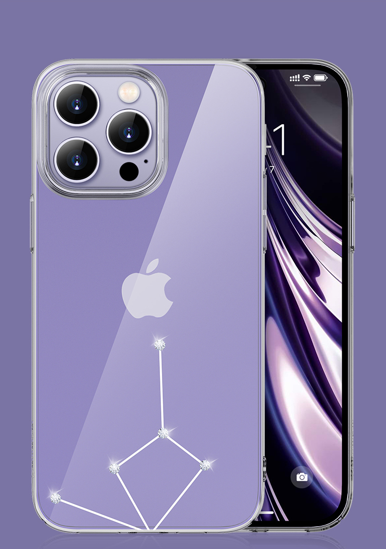 Ốp lưng cứng trong suốt đính đá dành cho iPhone 14 Pro hiệu Memumi - Hàng nhập khẩu