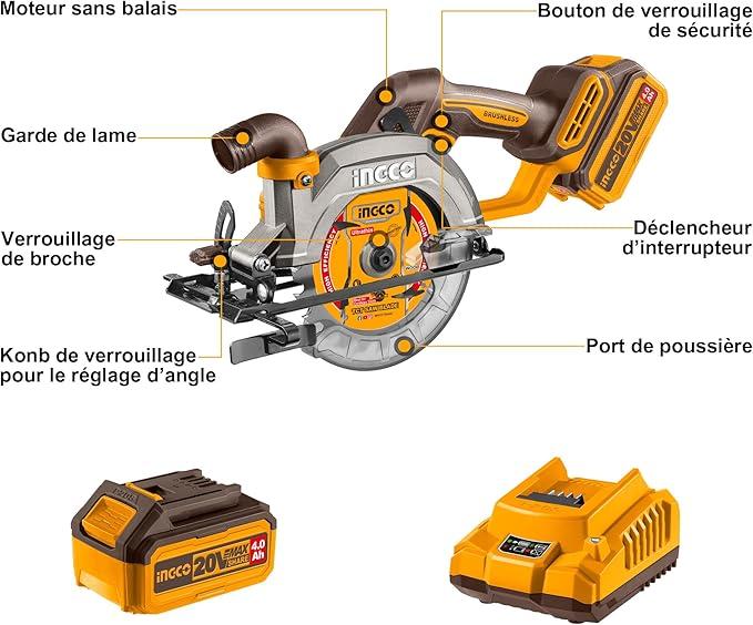 MÁY CƯA ĐĨA TRÒN DÙNG PIN 20V-140MM INGCO CSLI14021 - HÀNG CHÍNH HÃNG