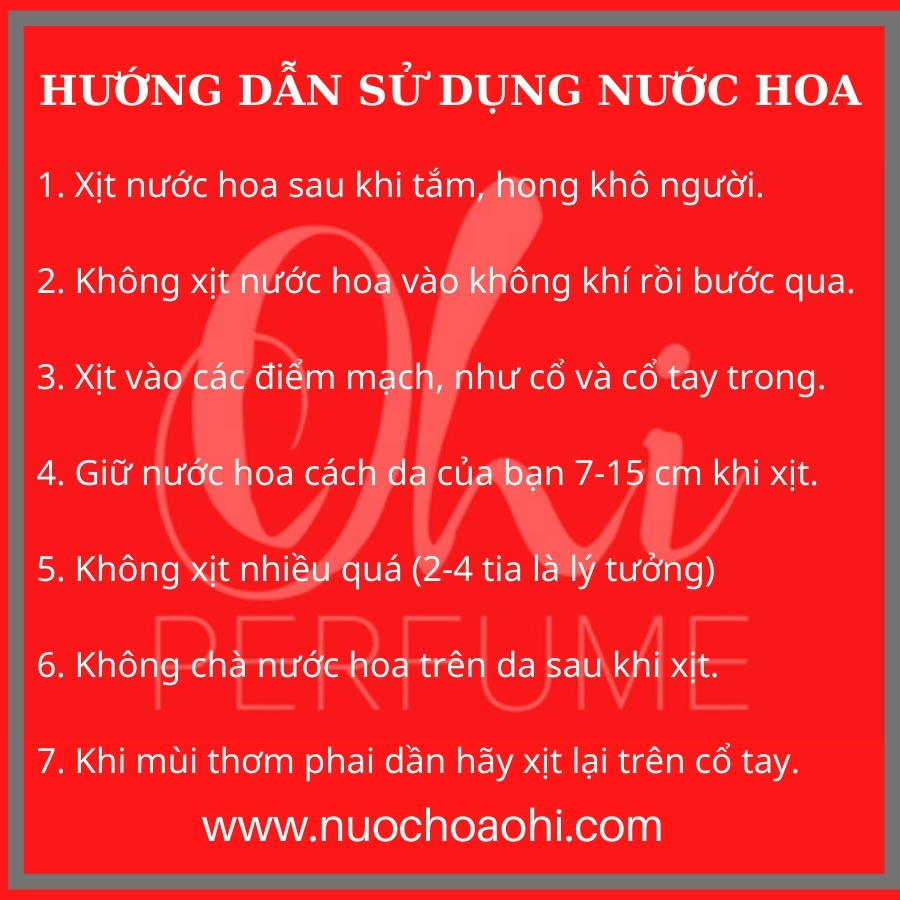 Nước Hoa Nam Ohi - Sang Chảnh - Phong Cách Thể Hiện Sự Lịch Lãm Và Mãnh Mẽ Của Đàn Ông
