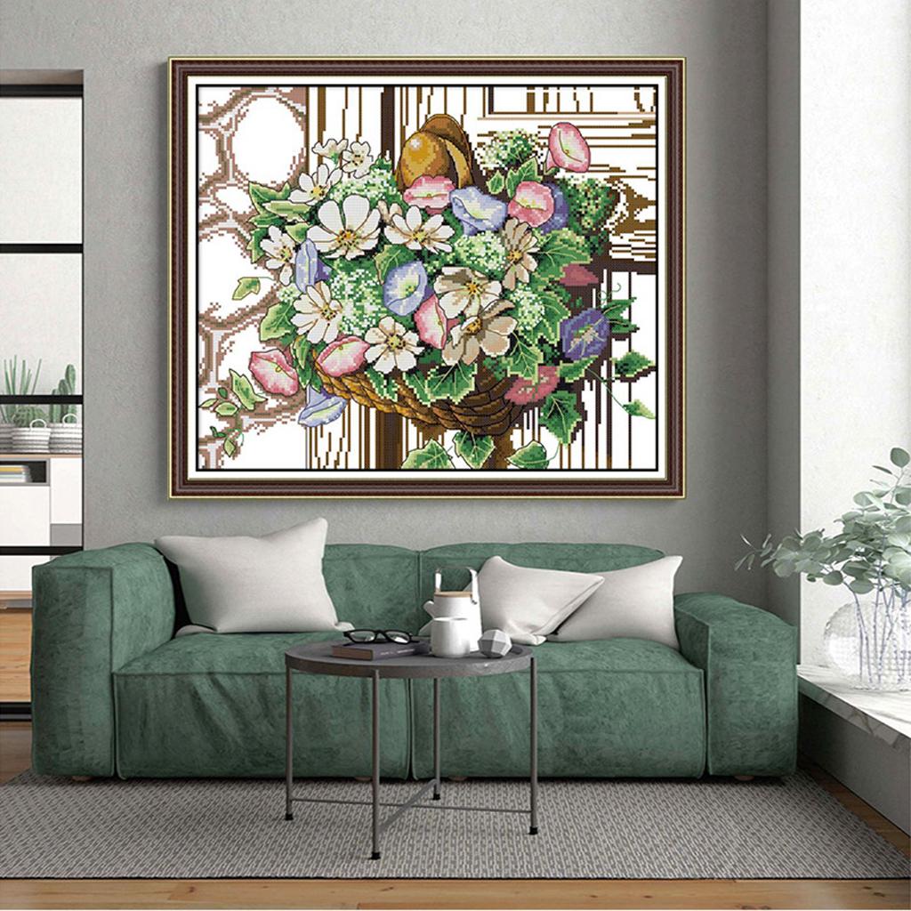 Pre-print Flower Pattern Cross Kit Stamped Cross Stitch Kit Needlework Craft