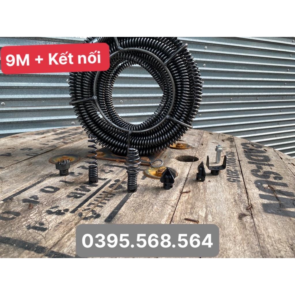 9M dây thông tắc nghẹt + 6 đầu thông+ Kết nối( chuyên để thông tắc bồn cầu , bồn rửa chén , bồn rủa mặt ...)