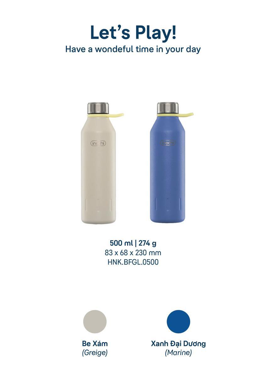 Bình Giữ Nhiệt Fuji Gleam 500 ml - Inochi KNK.BFGL.0500 - Màu Xanh Dương/Be