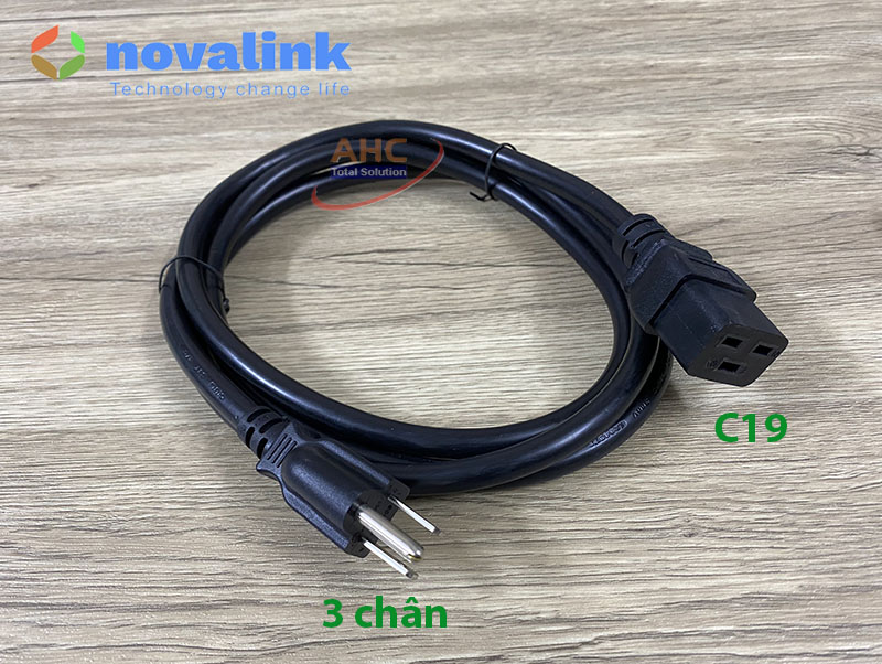 Dây nguồn C19 Novalink NV-54006A cao cấp - Chuẩn 15A/220V - Chuyên dùng cho UPS, Server, PDU (Đủ loại dài: 1.5m/2m/3m) - Hàng chính hãng