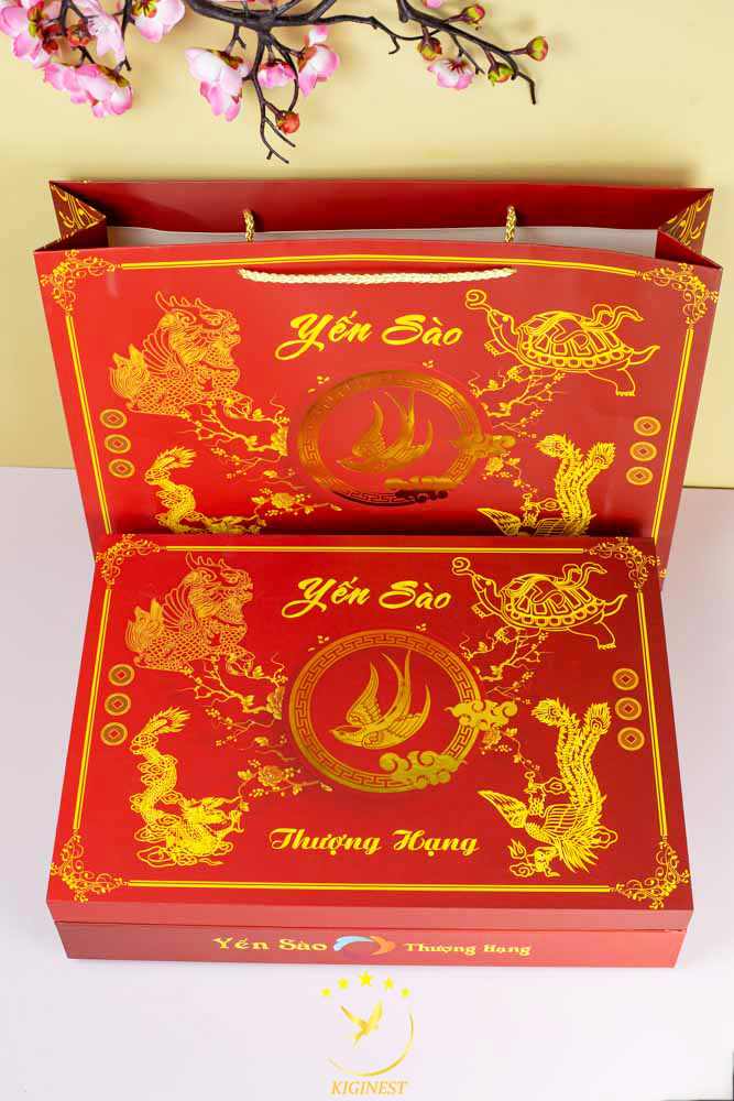 BỘ HỘP QUÀ TỨ LINH 100G KHAY HOA MAI - BỘ HỘP QUÀ ĐỰNG YẾN SÀO