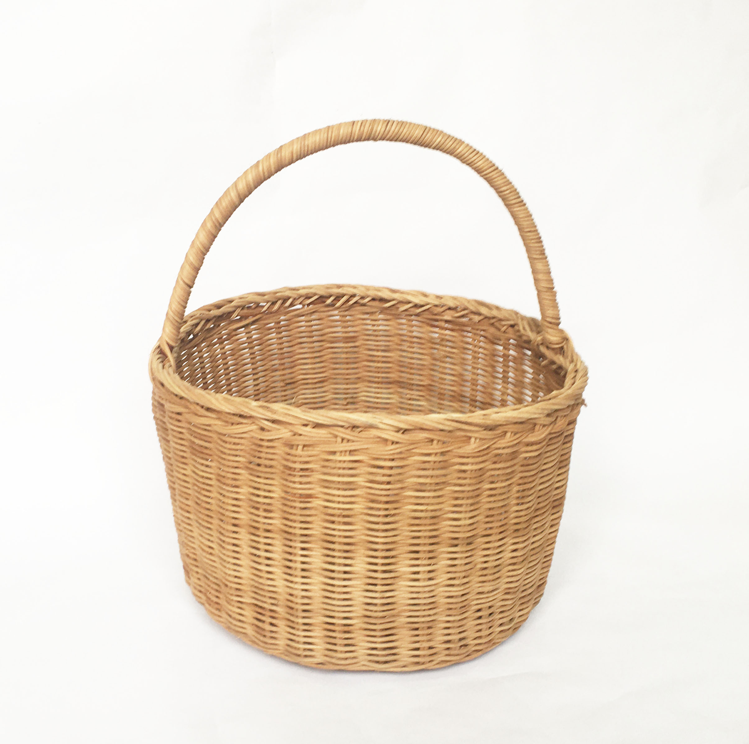 Giỏ picnic bằng mây tự nhiên vintage - sọt mây tròn đựng đồ đa năng có quai handmade