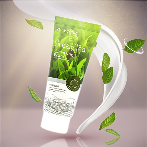 Sữa Rửa Mặt Chống Oxy hóa, Làm Sạch Sâu Chiết Xuất Từ Trà Xanh 3W Clinic Green Tea Foam Cleansing (100ml) - Hàn Quốc chính hãng