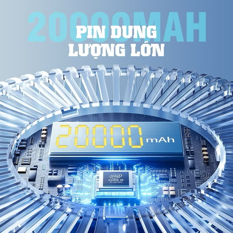 [HÀNG LOẠI ĐẸP]Quạt tích điện mini để bàn pin 10000mAh chạy 24 giờ liên tục 4 chế độ gió xoay 720 độ