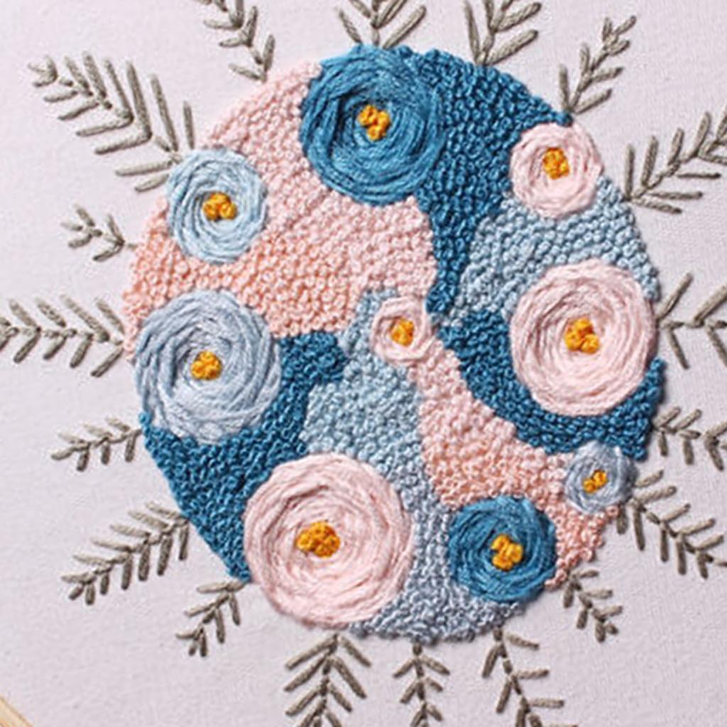 Embroidery Starter Kit Flower Pattern Cross Stitch Needlework Craft Flower_1