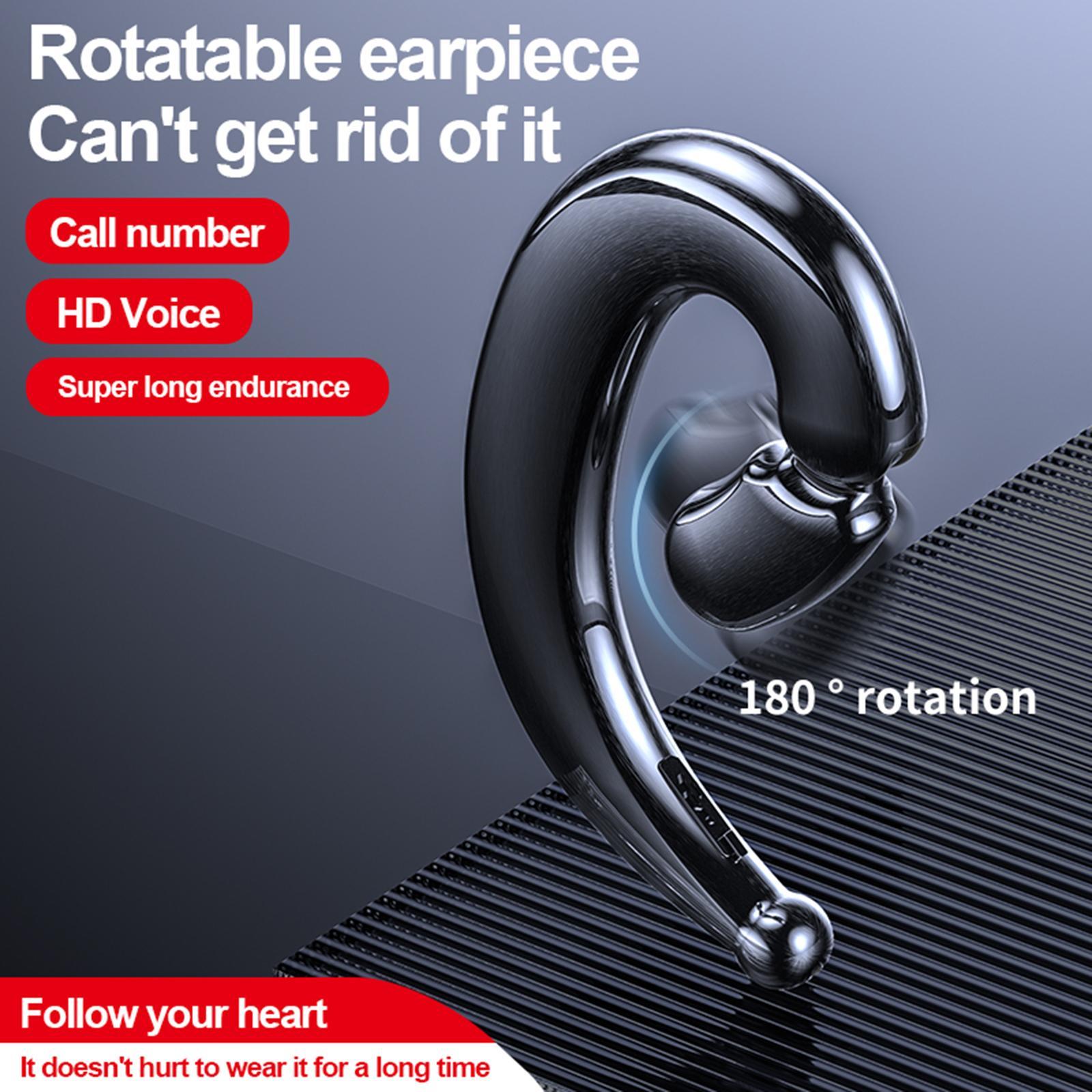 Bluetooth 5.2 Headset Ear Hook Noise Canceling Mic Stereo for Sports Running