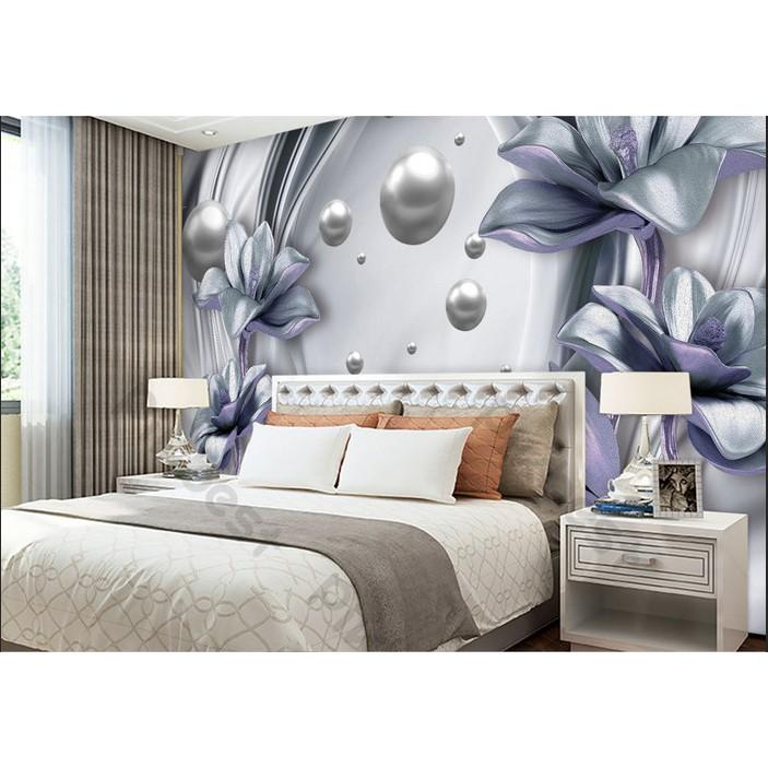 Hoa sứ sang trọng cùng trang sức nổi bật,Tranh dán tường 3d trang trí phòng hiện đại MS1124116