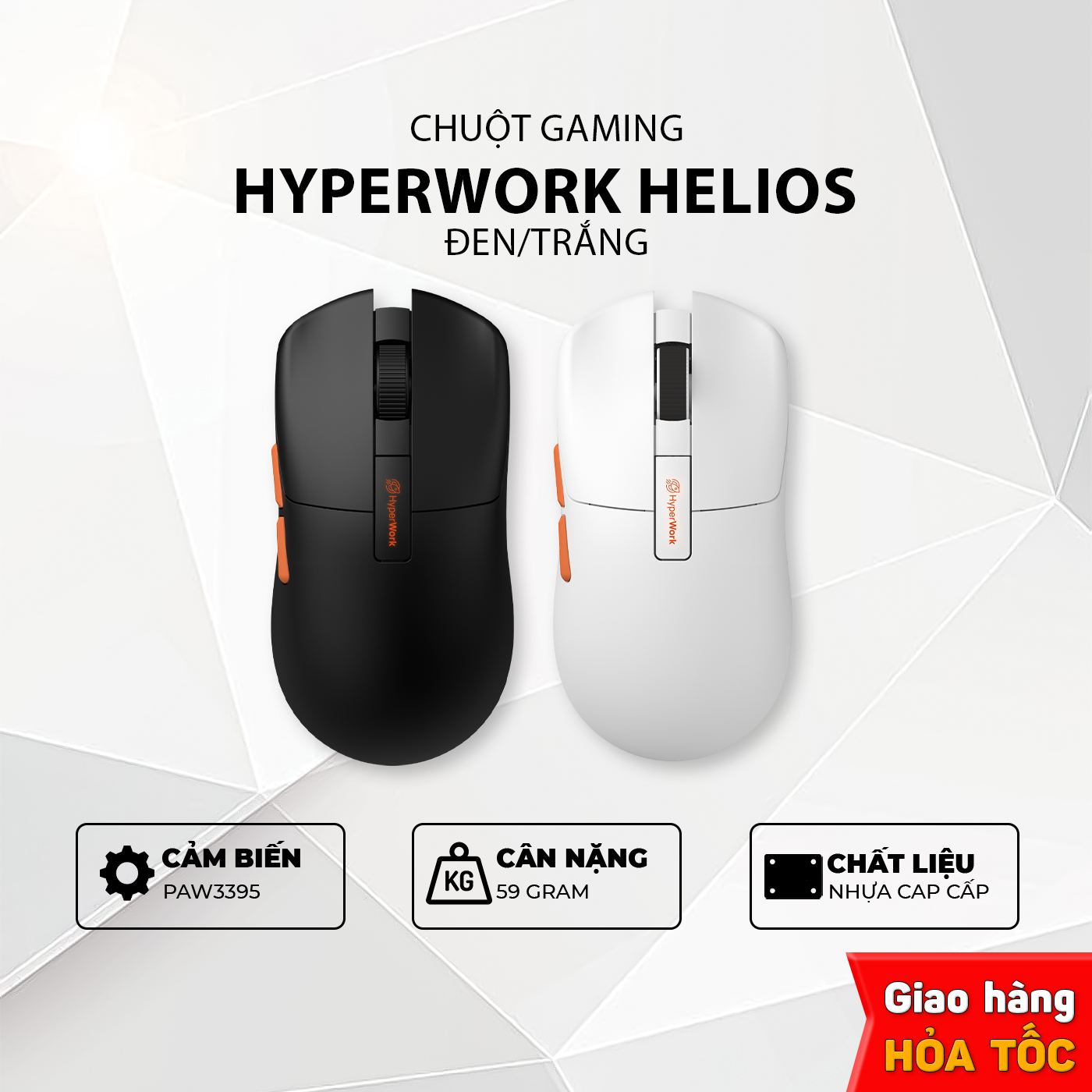 Chuột gaming không dây HyperWork Helios GM01- 3 Mode kết nối  (Hàng chính hãng)