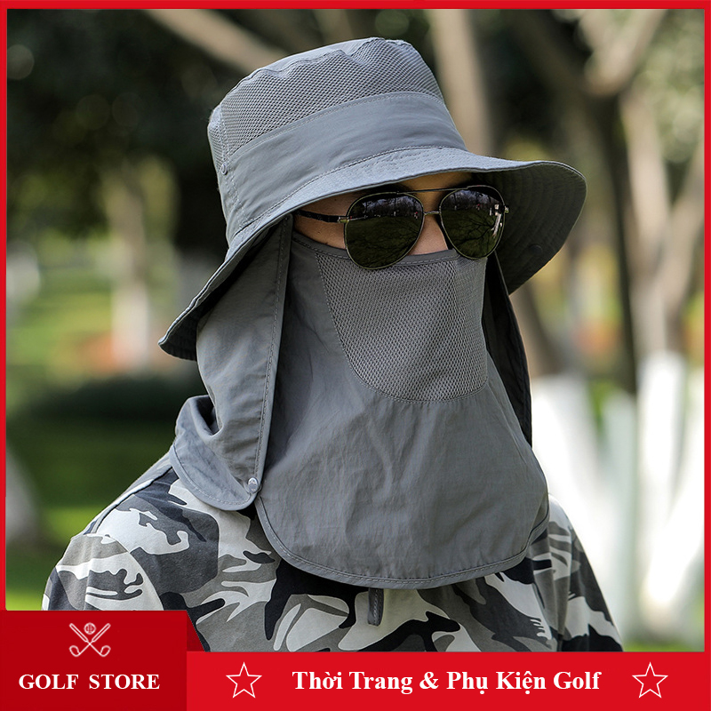 Mũ golf nam tai bèo thoáng khí thấm hút mồ hôi cực tốt chống nắng kèm khẩu trang MG006