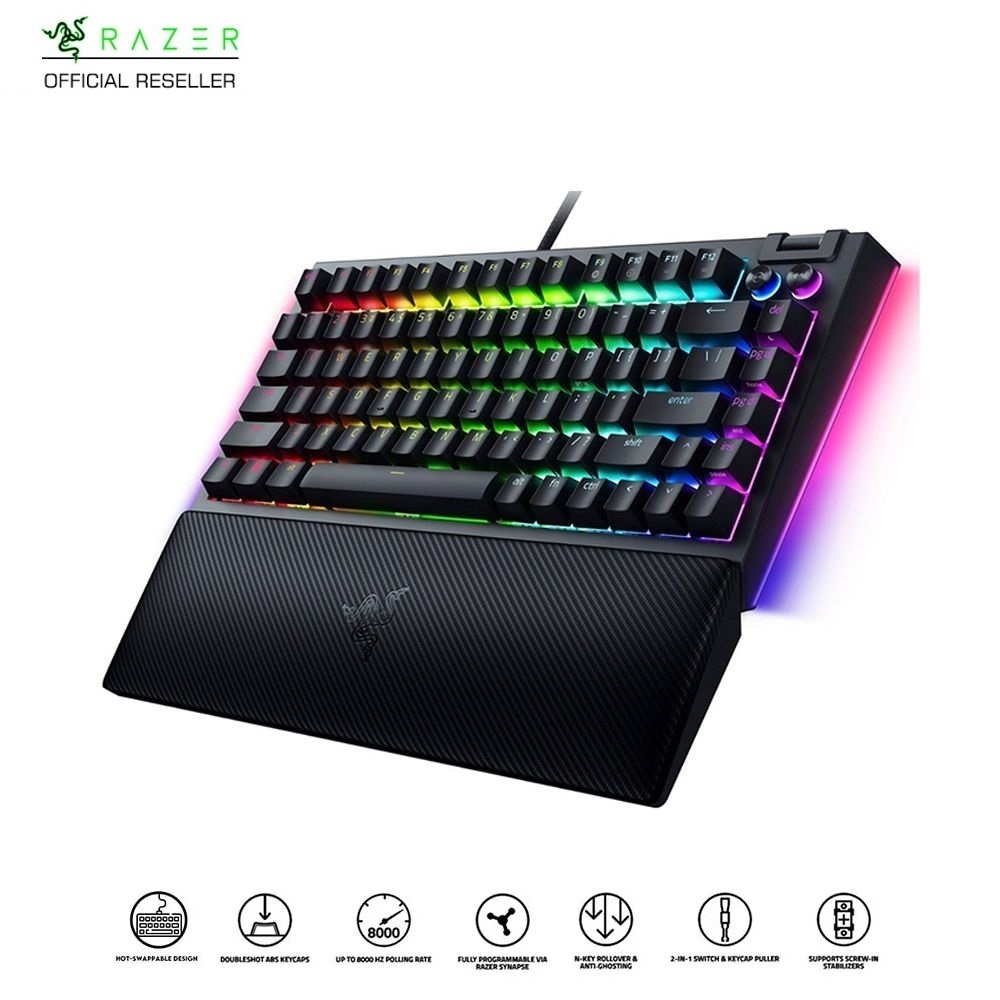 Bàn phím cơ Razer BlackWidow V4 75% - Hot-swappable Mechanical Gaming Keyboard - Hàng chính hãng, bảo hành 2 năm