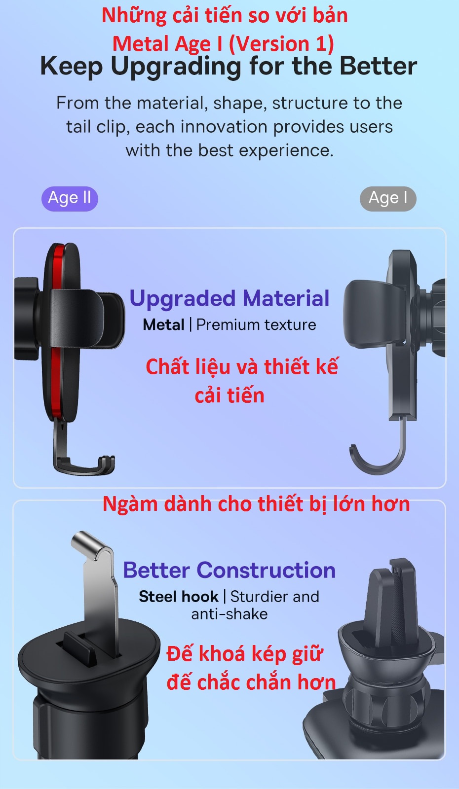 Kệ đỡ điện thoại trên ô tô Baseus Gravity Car Mount Metal Age II -  Hàng chính hãng