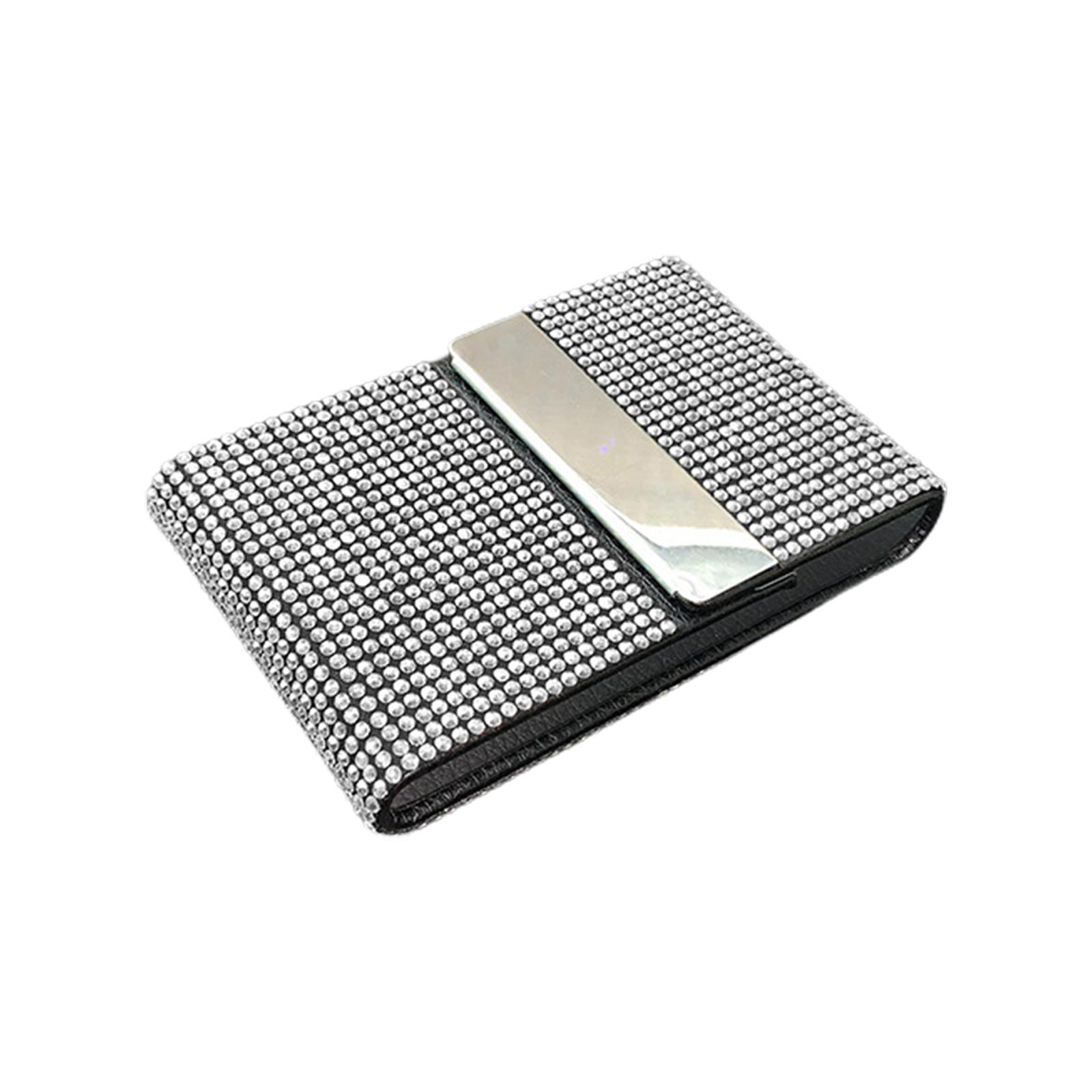 Minimalist ID Card Holder, Card Pocket Multifunctional Card Case with Rhinestones Document Organizer Wallet Pouch for ID Card Men