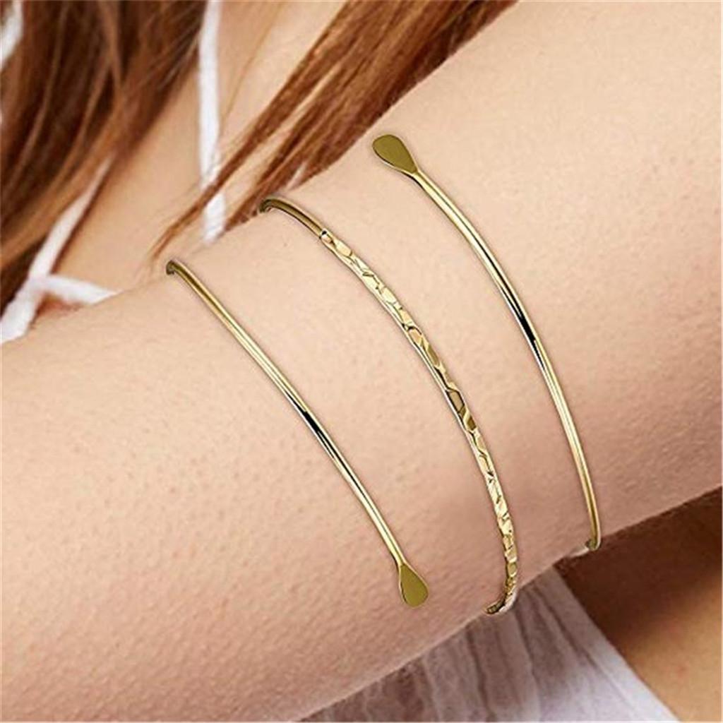 2Pcs Minimalist Metal Swirl Coil Upper Arm Cuff Womens Open Armband Bangle
