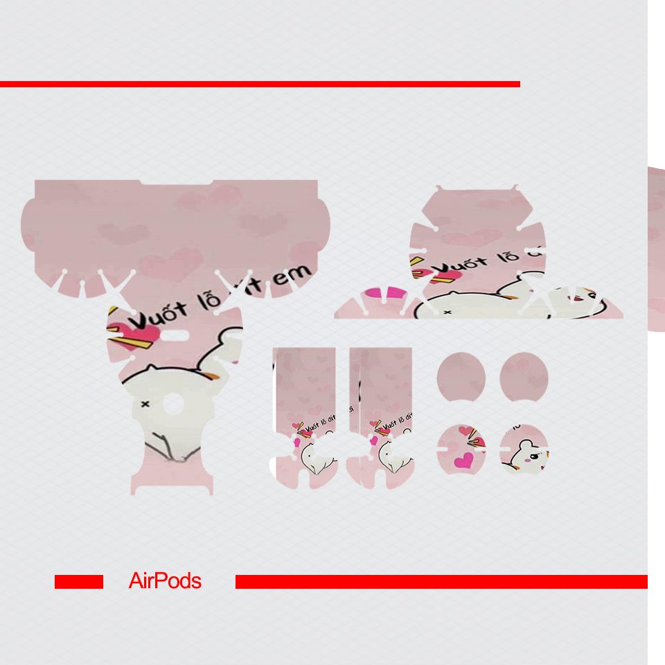 Miếng dán skin chống bẩn cho tai nghe AirPods in hình fun - fun020 (bản không dây 1 và 2)
