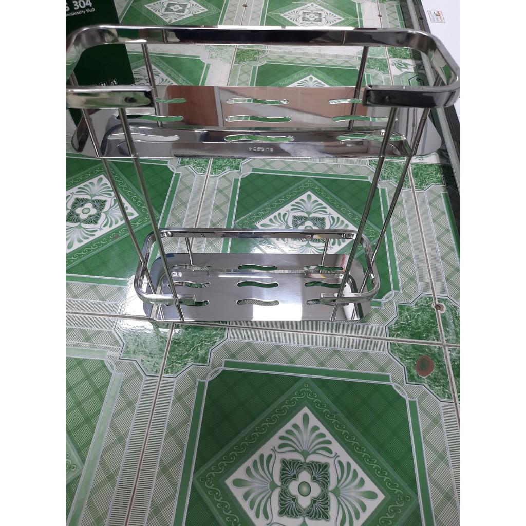 Kệ Thẳng 2 Tầng Inox 304-Có Móc Treo