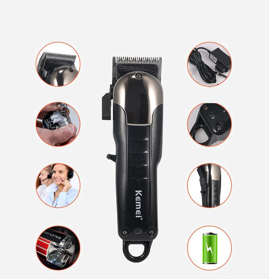 Tông đơ cắt tóc không dây chuyên nghiệp KEMEI KM-2608 công suất mạnh mẽ 9W có thể dùng cắt tóc, chấn viền, fade tóc thích hợp với sử dụng cho salon và gia đình