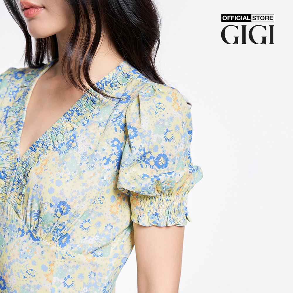 GIGI - Đầm midi cổ V tay ngắn xẻ tà thời trang G2102D233146