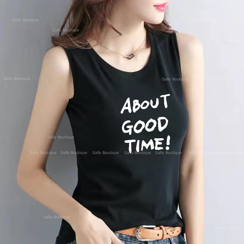 Áo Thun Sát Nách 3 Lỗ Nữ  About Good Time Vải Cotton 100% Co Giãn 4 Chiều, Mặc Mát Sally Boutique-SN138