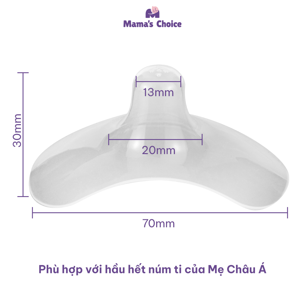 Núm Trợ Ti Mama's Choice, Trợ Ty Silicone Siêu Mềm Giúp Mẹ Cho Bé Bú Dễ Dàng